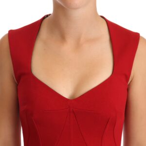 Red Sweetheart Sleeveless Midi Stretch Dress