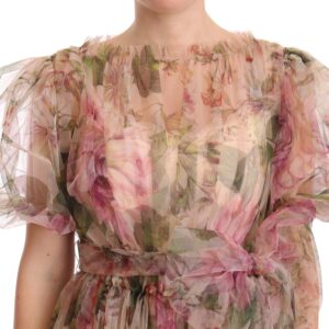 Multicolor Floral Print Long Maxi Gown Dress