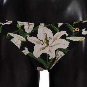 Bikini Bottom Black Lily Print Swimsuit Swimwear