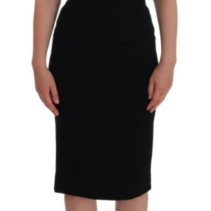 Black Stretch Crystal Sheath Gown Dress
