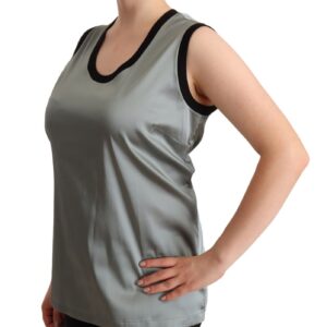 Silver Round Neck Sleeveless Casual Tank Top
