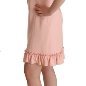 Pink Ruffled Sleeves Viscose Sheath Dress
