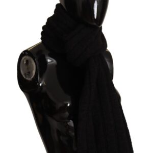 Black Virgin Wool Knitted Unisex Warmer Shawl Scarf
