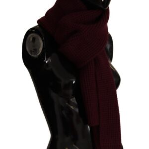 Dark Red Cashmere Logo Wrap Shawl Knitted Scarf