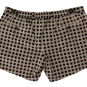 Black White Polka Dots Cotton Linen Shorts