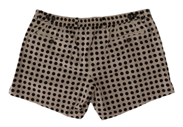 Black White Polka Dots Cotton Linen Shorts