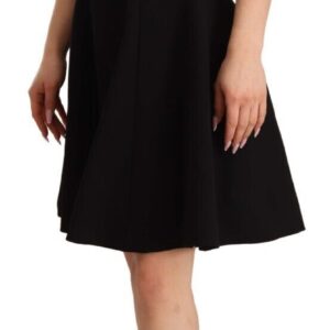 Black Fit Flare Wool Stretch Sheath Dress