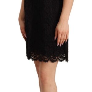 Black Floral Lace Sheath Sleeveless Mini Dress