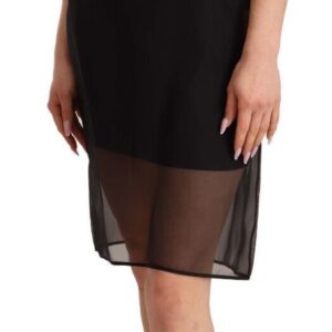 Black Silk Stretch Crystal Sheath Mini Dress