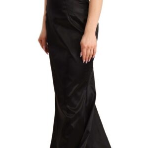 Black Silk Stretch Sheath Mermaid Gown Dress