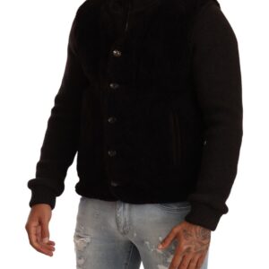 Black Leather Mens Turtle Neck Coat Jacket