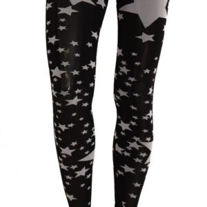 Black White Stars Print Nylon Stockings
