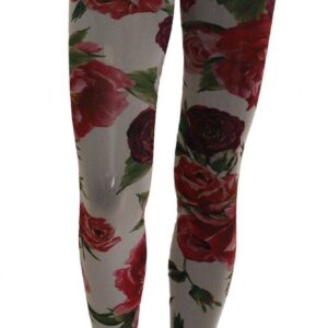 White Floral Print Tights Nylon Stockings