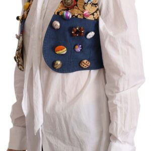 Multicolor Embellished Waist Coat Cotton Top