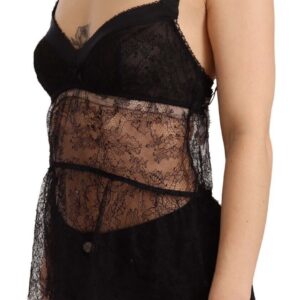Black Silk Lace Babydoll Nylon Lingerie Top