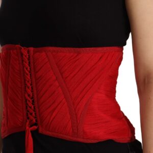 Red Corset Belt Stretch Waist Strap Silk Top