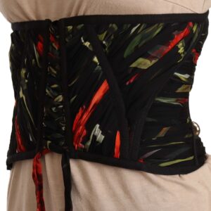 Black Corset Belt Stretch Waist Strap Silk Top