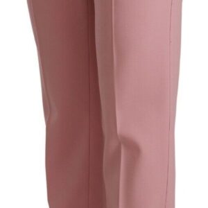 Pink Wool Stretch High Waist Trouser Pants