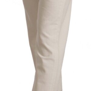 Off White Cotton Flared Cropped Denim Jeans