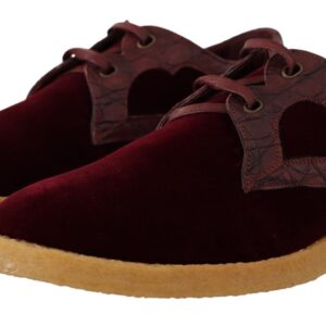 Bordeaux Velvet Exotic Leather Shoes