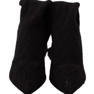 Black Stretch Socks Knee High Booties Shoes