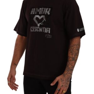 Bordeaux Cotton L-Amore Print Crewneck T-shirt