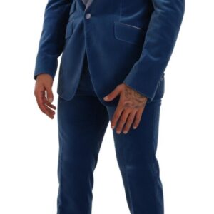 Blue SICILIA Velvet Slim Fit 2 Piece Suit
