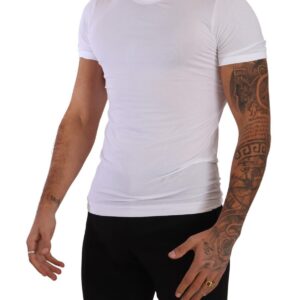 White Round Neck Cotton Stretch T-shirt Underwear