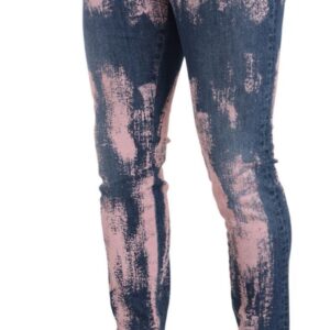 Blue Pink Tie Dye Cotton Skinny Denim Jeans