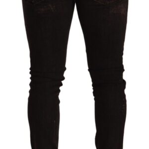 Brown Distressed Slim Fit Skinny Denim Jeans