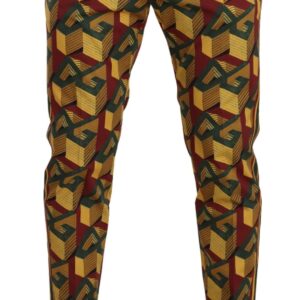 Multicolor Logo Mania Cotton Tapered Trouser Pants