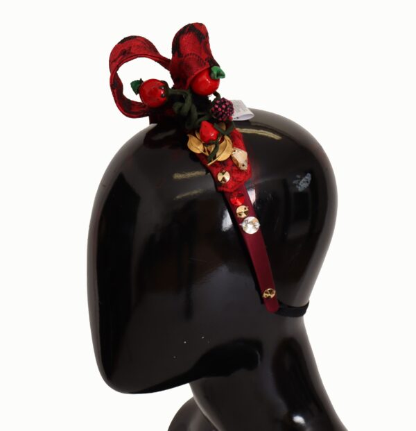 Cherry Silk Crystal Bow Logo Diadem Tiara Headband