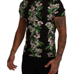 Black Floral Print Crewneck T-shirt