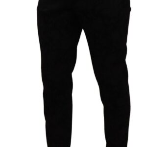 Black Brocade Skinny Formal Trouser Dress Pants