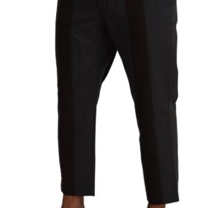 Gray Bordeaux Striped Cropped Trouser Pants