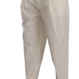 White Cotton Tapered Men Trouser Dress Pants