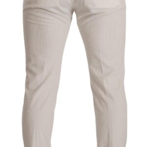 White Cotton Skinny Corduroy Trouser Pants