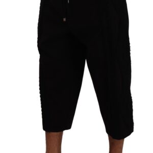 Black Cotton Torero Sweatpants Shorts Pants