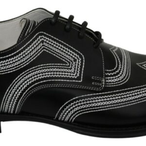 Black Leather Derby Formal White Lace Shoes