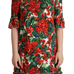 Multicolor Red Floral Shift Gown Dress