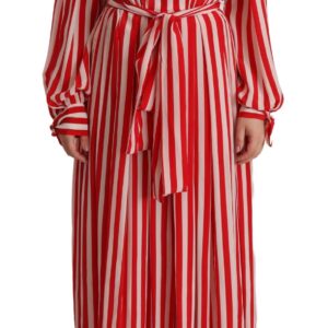 White Red Silk A-Line Shift Gown Dress