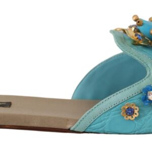 Blue Crystal Exotic Leather Blue Crystal Sandals