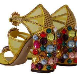Yellow Leather Crystal Ayers Sandals Shoes