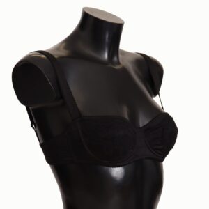 Black Polka Dot Satin Lace Balconette Bra