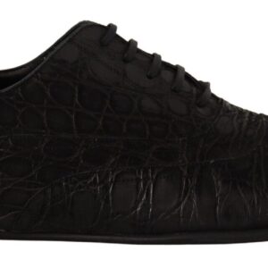 Black Caiman Leather Mens Oxford Shoes