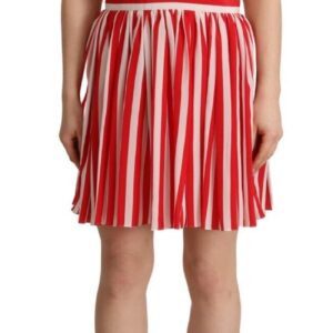 Red White Stripes Silk Mini A-line Dress
