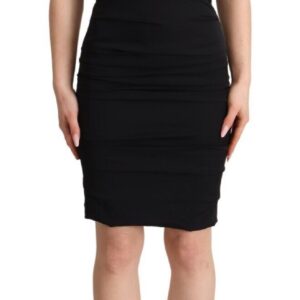 Bodycon Black Silk Off Shoulder Sheath Bodycon Dress