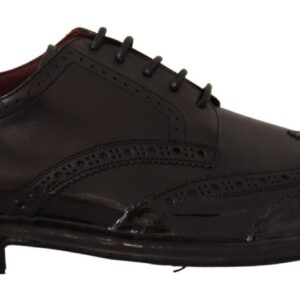 Black Leather Oxford Wingtip Formal Derby Shoes