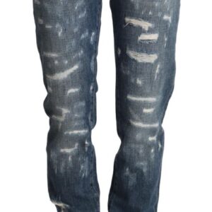 Blue Distressed Denim BOYFRIEND Skinny Jeans