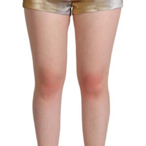 Metallic Gold Cotton Mid Waist Hot Pants Shorts